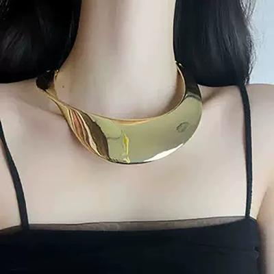 Simple High Grade Punk Exaggerated Glossy Sheet Metal Collar For Women Light Luxury High Grade Choker Party Jewelry Accessories