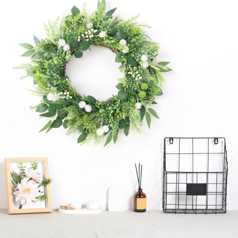 Realistic Artificial Flower Wreath for Front Door Spring Wreath Decoration for Wedding Valentines Indoor and Outdoor Use