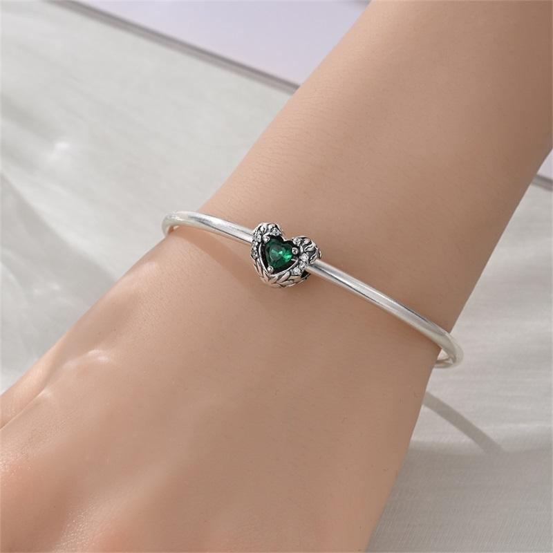 Copper Heart-Shaped Series Zircon Bead Necklace Pendant Beads Fit Charm Bracelet For Women Fine Jewelry Making