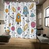 Space-Themed Shower Curtain, Celestial Bodies & Rockets Design, Fade-Resistant Polyester, Machine Washable, Fun Bath Decor