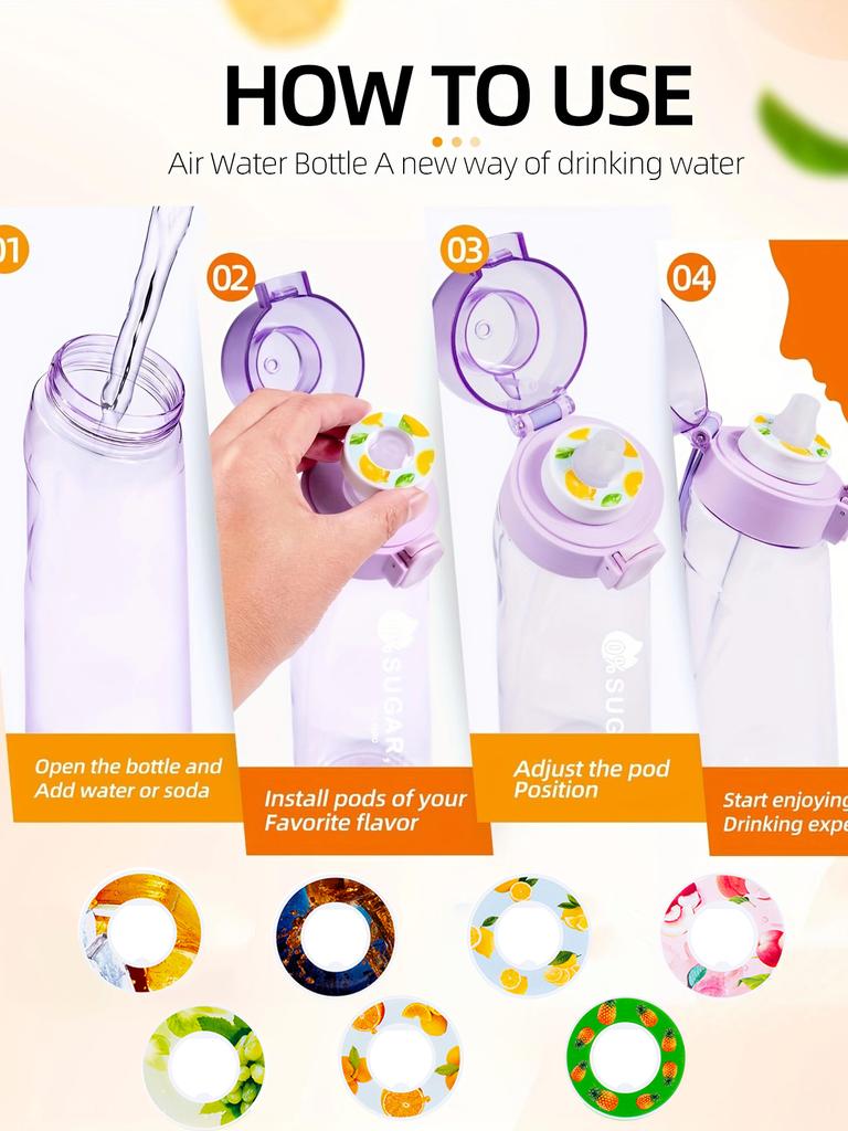 1pc Scented Pods Round Flavoring Pods Air Scent Fruit Flavour Pods 0 Sugar Up Sports Water Bottle Air Flavor Pods Drinking Bottl