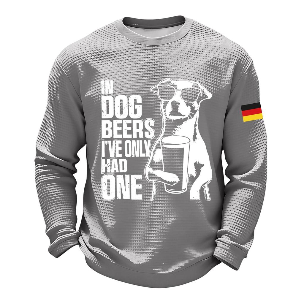 Men's Casual Loose Fit Crew Neck Sweatshirt with Graphic Print Long Sleeve Comfortable Pullover for Everyday Wear