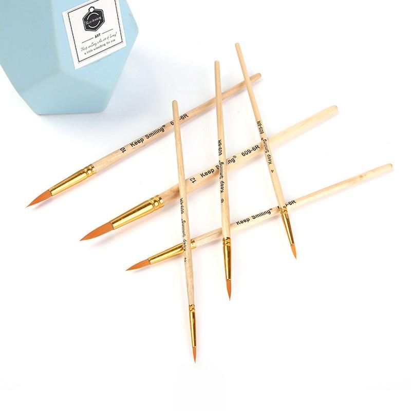 6 Pack Nylon Hair Art Paint Brushes Different Sizes Tips for Acrylic Oil Watercolor Face Rock Painting Art Students Gift