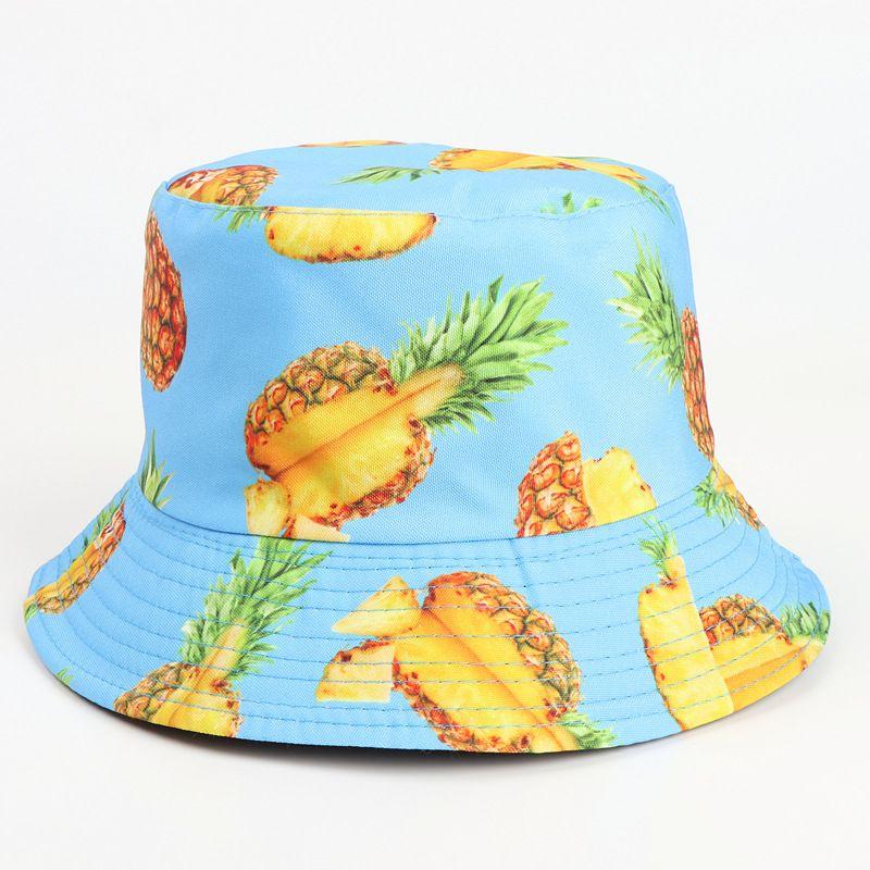 

Reversible Fisherman Hat Women s Cross-Border Fashion Tropical Fruit Pineapple Print Bucket Hat Fashion Sun-Proof Sun Hat Blue M(56-58cm)
