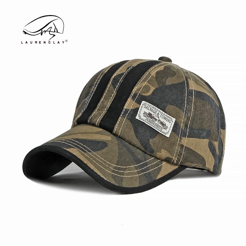 Personalized Washed Cotton Sewing Label Cap Soft Top Women's Spring and Summer Sun Protection Sunshade Camouflage Baseball Hat Male Tide