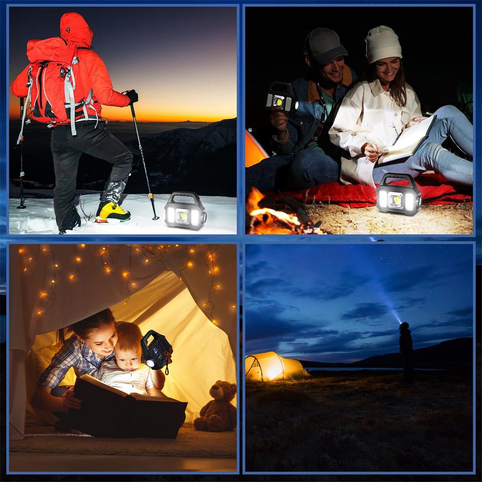 High Power Led Flashlights Rechargeable Camping Work Light Multi Functional Portable Light Solar Charging 6 Lighting Modes