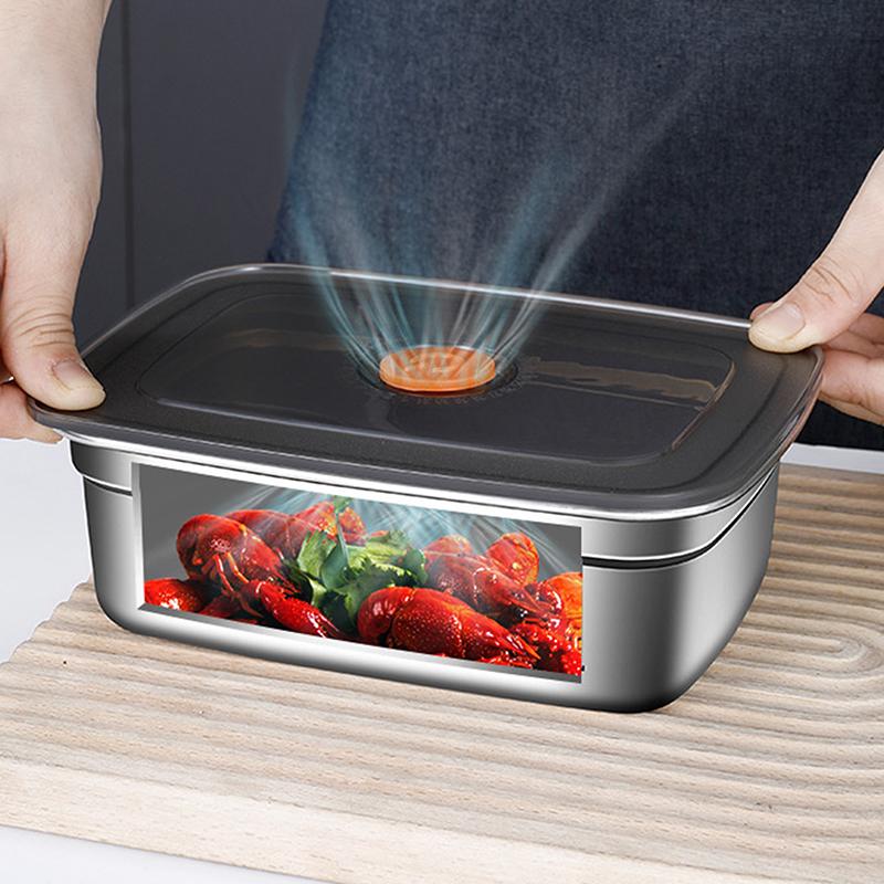 304 Stainless Steel Lunch Box With Lid Sealed Leak-Proof Bento Box Refrigerator Freezer Storage Box Outdoor Camping Lunch Box