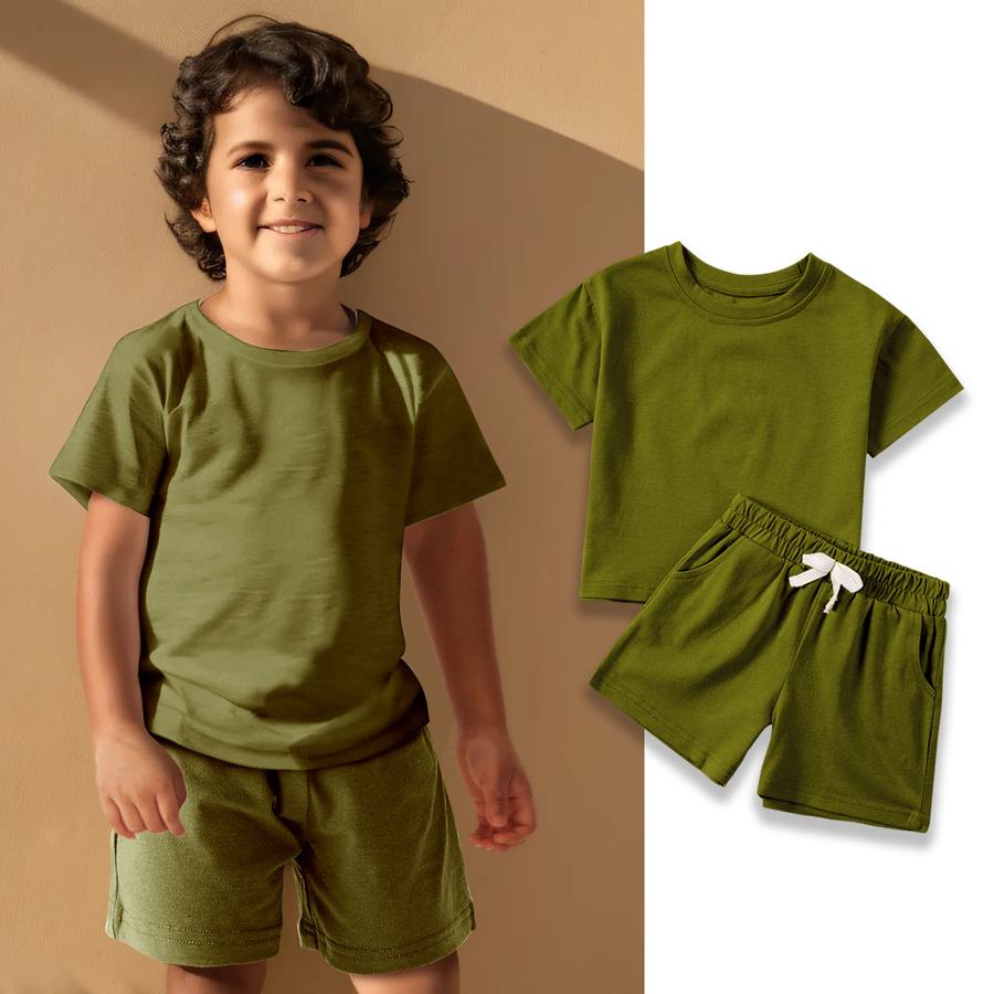Hot Summer Boys & Girls Outfit Toddler Cotton Short Sleeve Pants Set Casual Everyday Wear