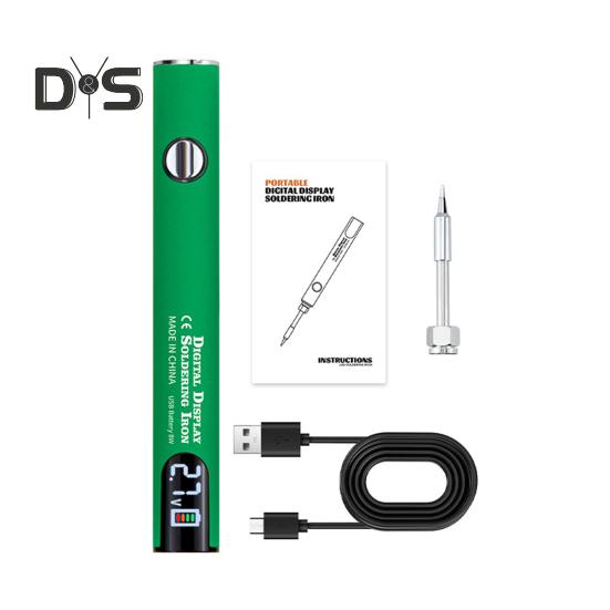 

Комплект паяльника USB-зарядка в виде ручки, электрический, регулируемая температура, компактный портативный паяльник зелёный