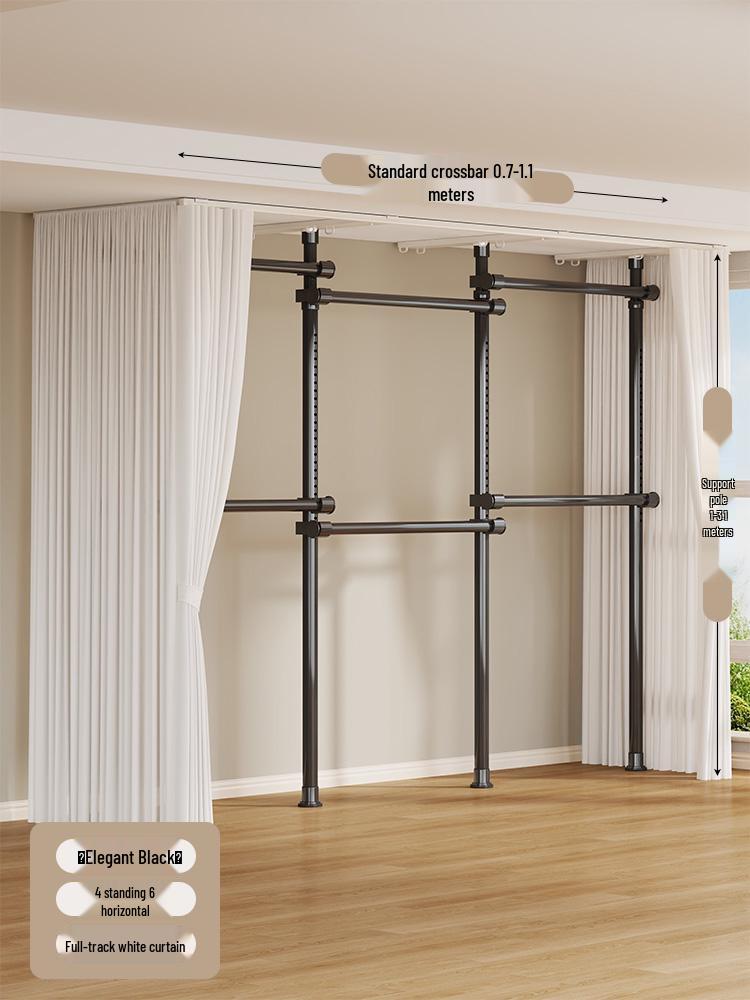Floor-Standing Clothes Rack: Bedroom Hanger, Retractable Drying Rod, Coat & Hat Rack.