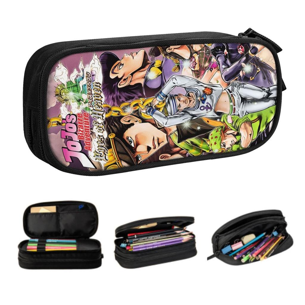 Custom Jojos Bizarre Adventure Kawaii Pencil Case Girl Boy Large Capacity Cartoon Anime Pencil Box Student School