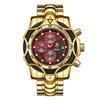 Luxury Gold Men's Quartz Watch Big Dial Chronograph Date Wristwatch Waterproof Business Casual Timepiece for Men