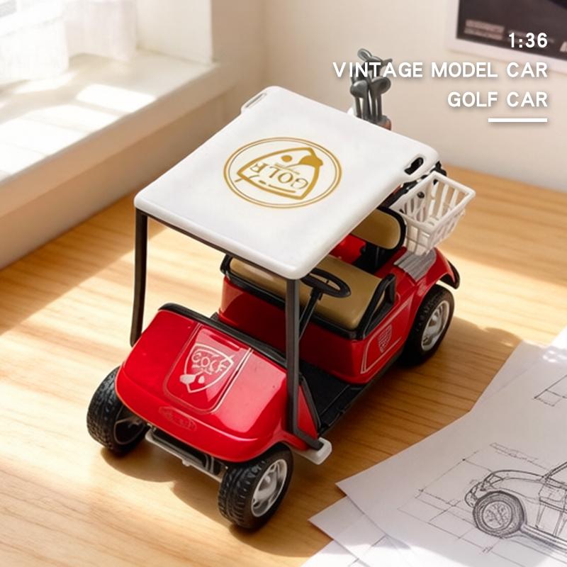1:38 Alloy Vintage Diecast Golf Cart Buggy Shuttle Model Classic Pull Back Car Model Miniature Vehicle Replica Collection