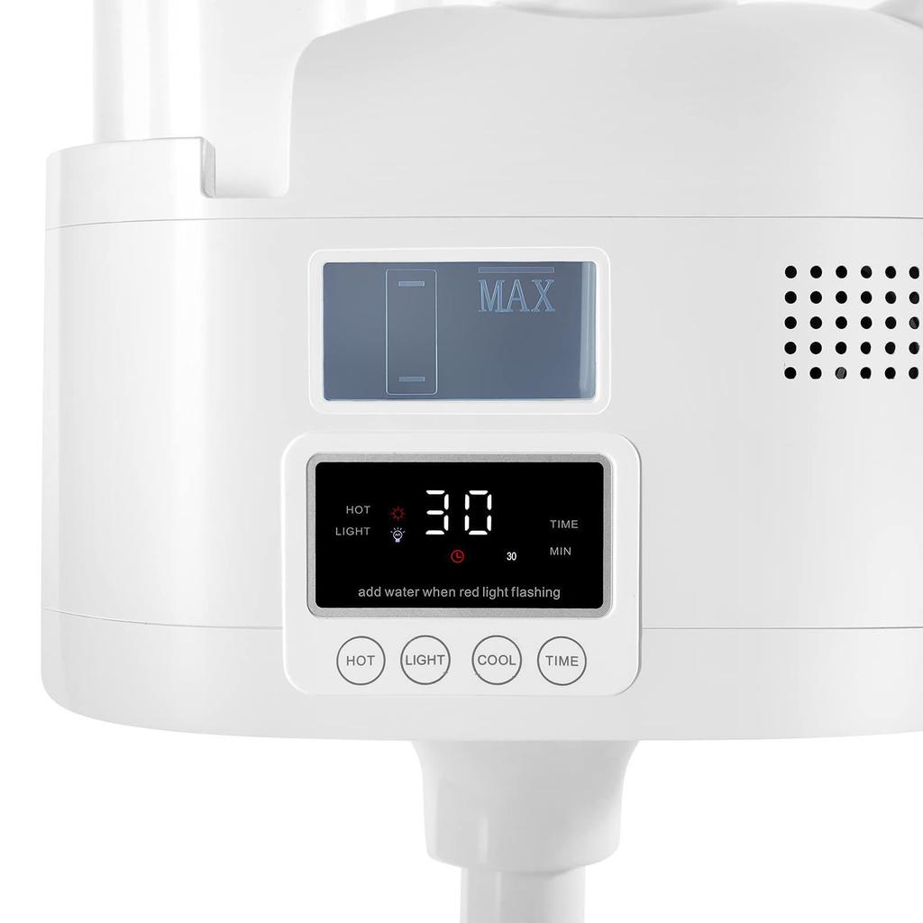 Dual-Function Facial Steamer with Touch Screen Timer, Cold/Hot Mist, LED Lamp, and Magnifying Glass
