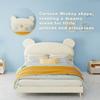 Modern Minimalist Upholstered Bed with Plush Cartoon-Themed Headboard, 140*200 cm, Beige, Multifunctional Bedroom Furniture, Low-Profile Solid Base