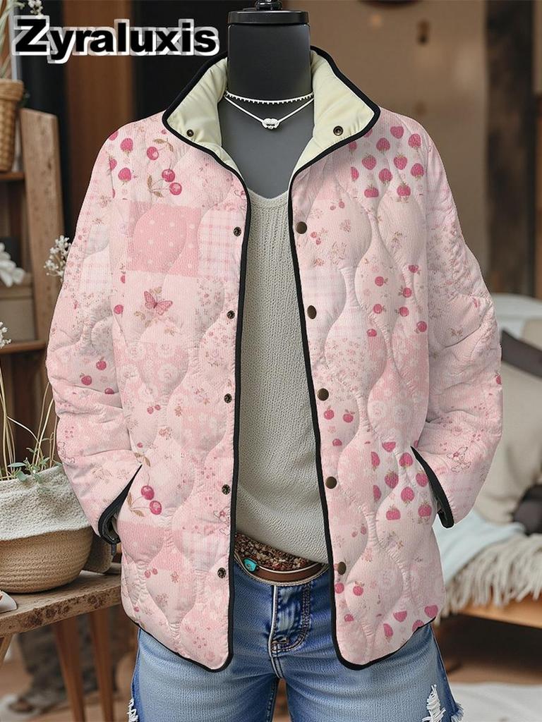 Women's Padded Cotton Jacket Floral Digital Print Women's Cotton Jacket