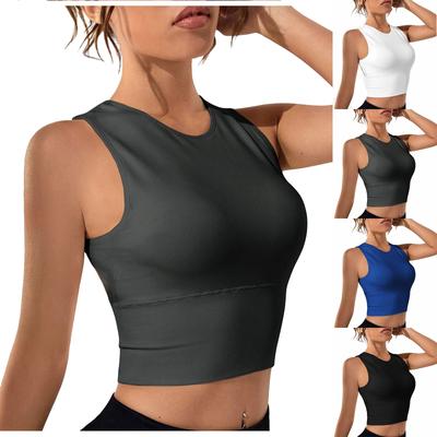 Women's Fashion Striped Yoga Vest Running Shaping Sports Fitness Top Color Sleeveless Yoga Vest Top