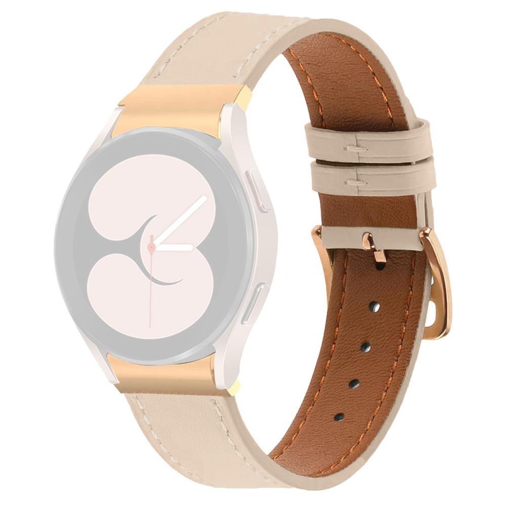

PU Leather Strap for Samsung Galaxy Watch7 44mm 40mm/Watch FE 40mm/Watch6 44mm 40mm Rose Gold Buckle Watchband D