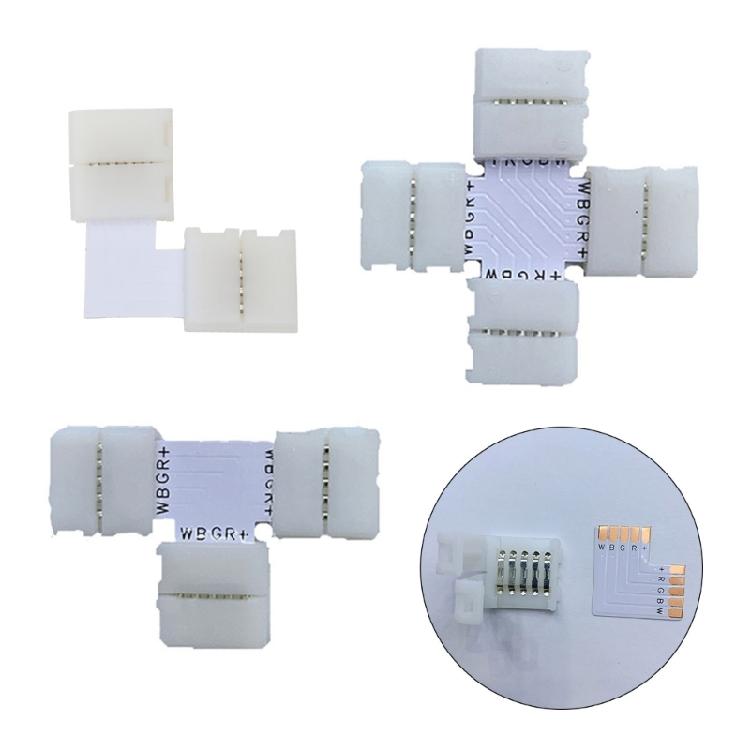 No Soldering Led connectors 4 Pin T/L/X Shape 90 Degree Corner connectors Solderless LED Strips Connectors Easy to Use