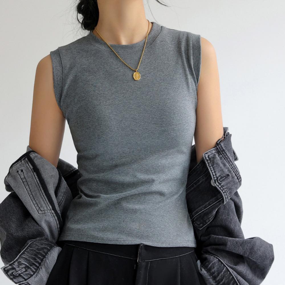 Round Neck Tank Top Stripe Knit Halter Crop Tops Women Summer Camis Chest Pad Camisole Fashion Casual Tube Female Sleeveless Cropped Vest