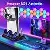 PS5 Multi-Function Cooling Base with Colorful Controller Charging Station for PS5 Pro and PS5 Slim