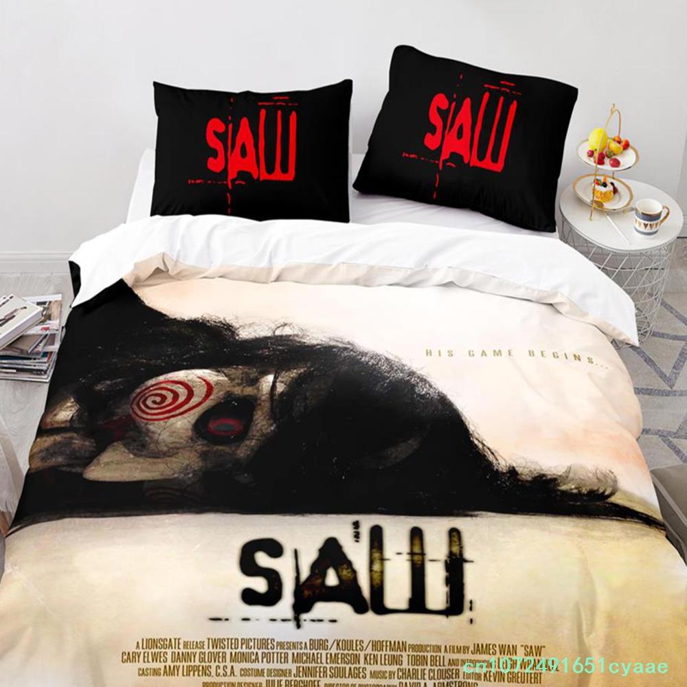 Chainsaw Fright Bedding Set Single Twin Full Queen King Size Halloween Bed Set Aldult Kid Bedroom Duvetcover Sets 3D Print 011