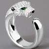 Stylish White Gold Micro-Set Zirconia Open Ring With Fierce Leopard Head Design For Men And Women