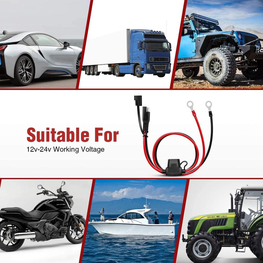 GTIWUNG 2pcs 2ft SAE Connection Cable SAE DC Adapter Cord 16AWG SAE Harness Extension