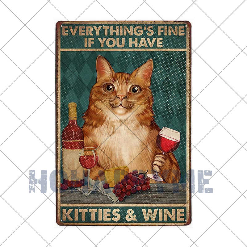 Lustiges Katzen-Vintage-Metallschild, Teller, Dekoration, Hausmalerei, Wohnzimmer, Tierhandlung, Poster, Wand, Retro-Dekor, Kunstplakate, 20 × 30 cm
