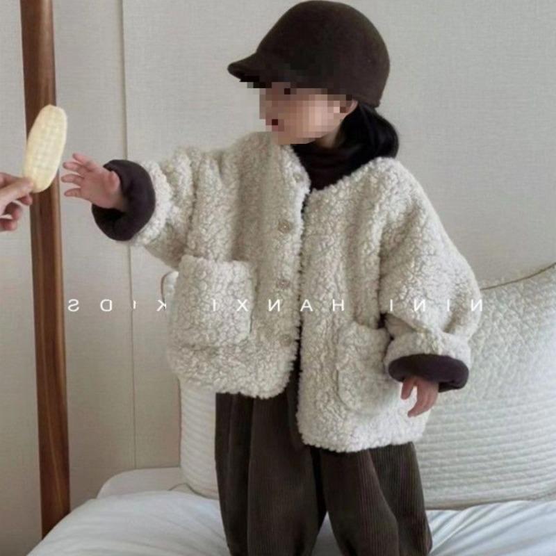 Baby Autumn and Winter Thick Coat, Boys' Versatile Lamb Wool Winter Clothes, Girls' Velvet Top, Children's Clothing