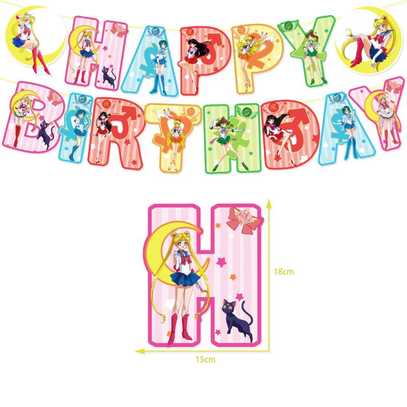 Sailor Moon Celebration Supplies Cute And Charming Balloons Banners Cake Toppers Hanging Screws Collection Children Girls Cosplay Birth Date