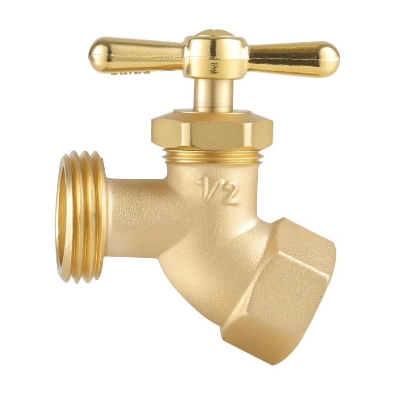Rubinetto da Esterno Robusto Adattatore in Ottone Filettato 1/2" X 3/4" con Maniglia per Irrigazione da Giardino Idraulica