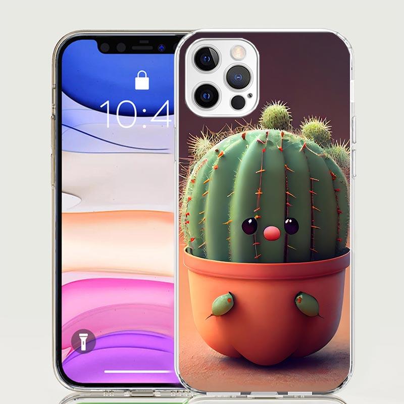 

Cartoon Plant Cactus Phone Case for Apple iPhone 17 Air 16 15 Plus 14 + 13 Mini 12 11 Pro Max 7 8 SE 16Max Soft Shell Cover Coqu iPhone 15 Plus