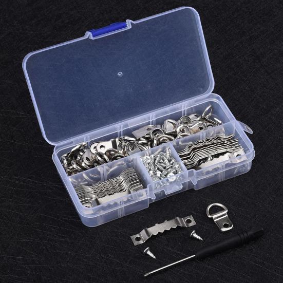 251Pcs/Set Sawtooth Hook Flat Screw D-Rings Picture Frame Hanger Mounting Kit
