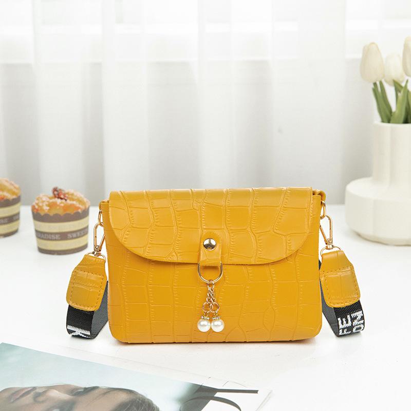 Women's Bag Summer New Crocodile Pattern Pearl Hanging Simple Small Square Bag Casual Mobile Phone Bag
