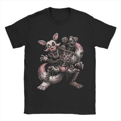 Mangle White Fox Pink Accents Horror Icon Freddyed Bonnie Game TShirts for Men Humor Pure Cotton Tee Shirt T Shirts Summer Tops