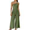 Women's Color Loose Wide Leg Cotton Linen Jumpsuit Pants