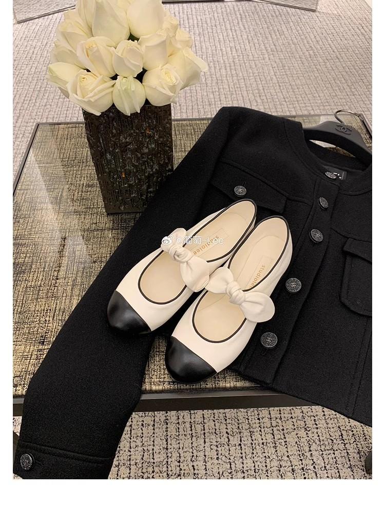 

бант сращивание круглый носок кожа универсальные омолаживающие мелкий вырез Мэри Джейн одинарная обувь женская весна и осень 39