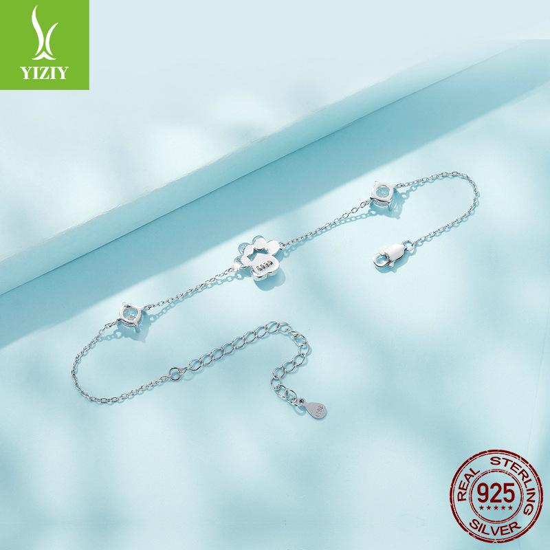 Yin Ziyun Exquisite Opal S925 Silver Cat Paw Print Bracelet - Niche Luxury Jewelry Gift