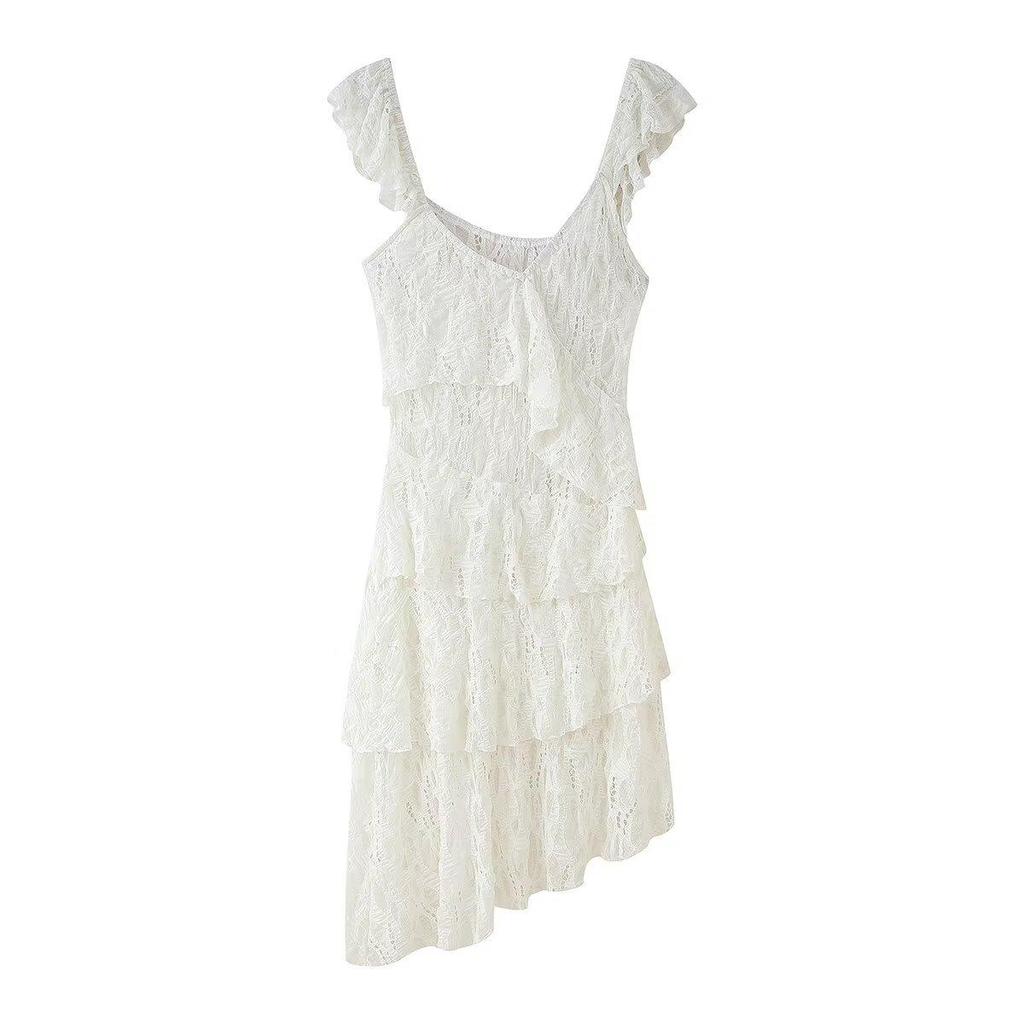 Rochie casual de vară pentru femei 2025, stil european și american, cu dantelă stratificată, 2298190