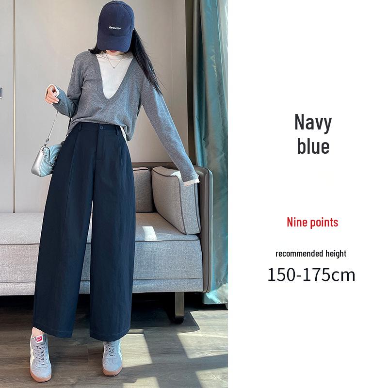 

Autumn/Winter Women s High-Waisted Slimming Wide-Leg Pants - Casual, Nine-Point Straight-Leg Style S