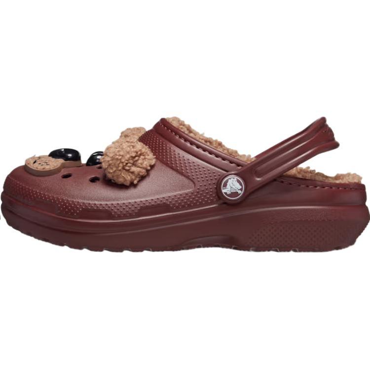 Crocs Classic Lined I Am Brown Bear Comfortable Versatile Slip-Resistant Shock-Absorbing Low-Top Walking Shoes Baby shoes Dark-Brown 210019-2FL