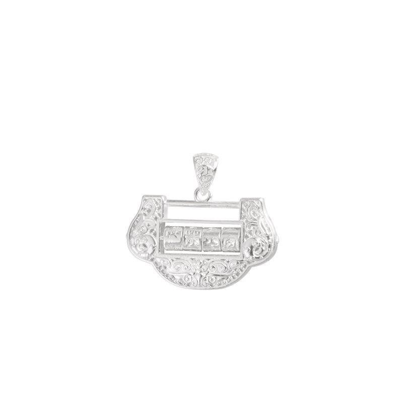 999 Sterling Silver Ethnic Peace Lock Necklace for Women - Luck Bead, Longevity Lock, Full Moon, First Birthday Gift 999 Pure Silver