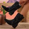 Fashion Fashion Short Boots Women 2025 Autumn/Winter New Retro Rivet Short Leg Pants Boots Western Denim Chunky Heels Fashion Boots