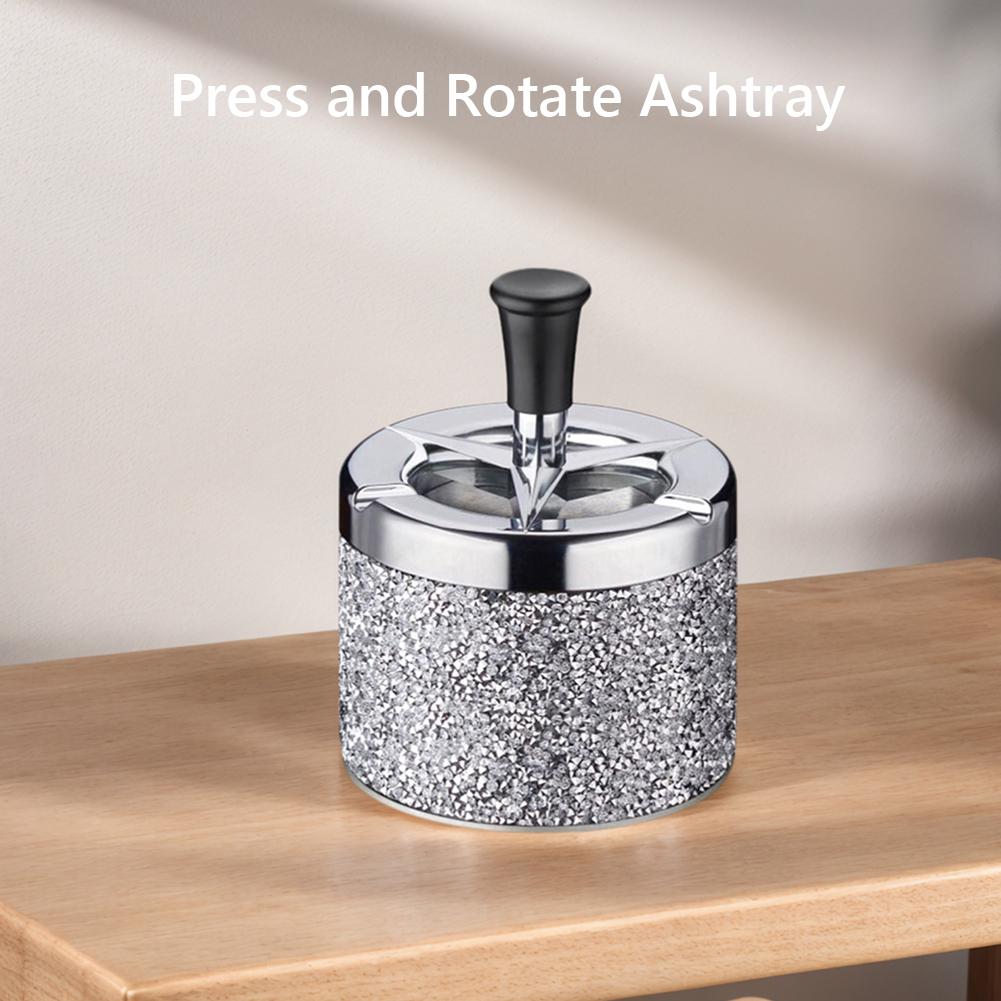 Spinning Ashtray with Lid Self-Cleaning Ashtray Windproof Car Ashtray Metal Desktop Ashtray for Home Office Car