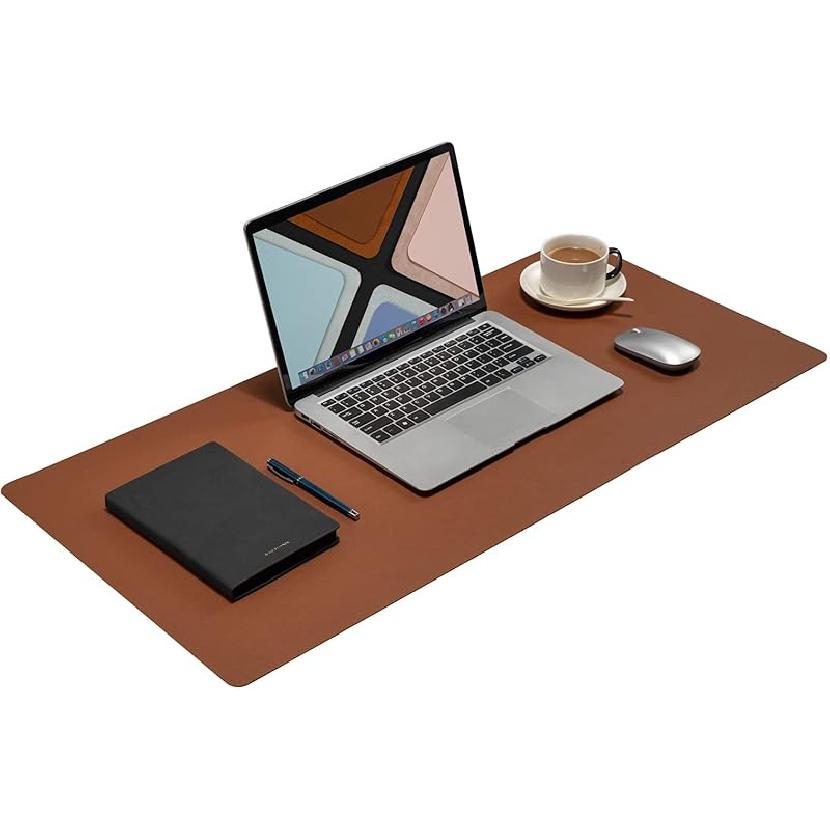 Leather Desk Pad Blotter,Wolaile 36x17 inch Big Keyboard Mouse Pad,Waterproof Non-Slip Writing Desk Computer Mat Desktop Protector for Office