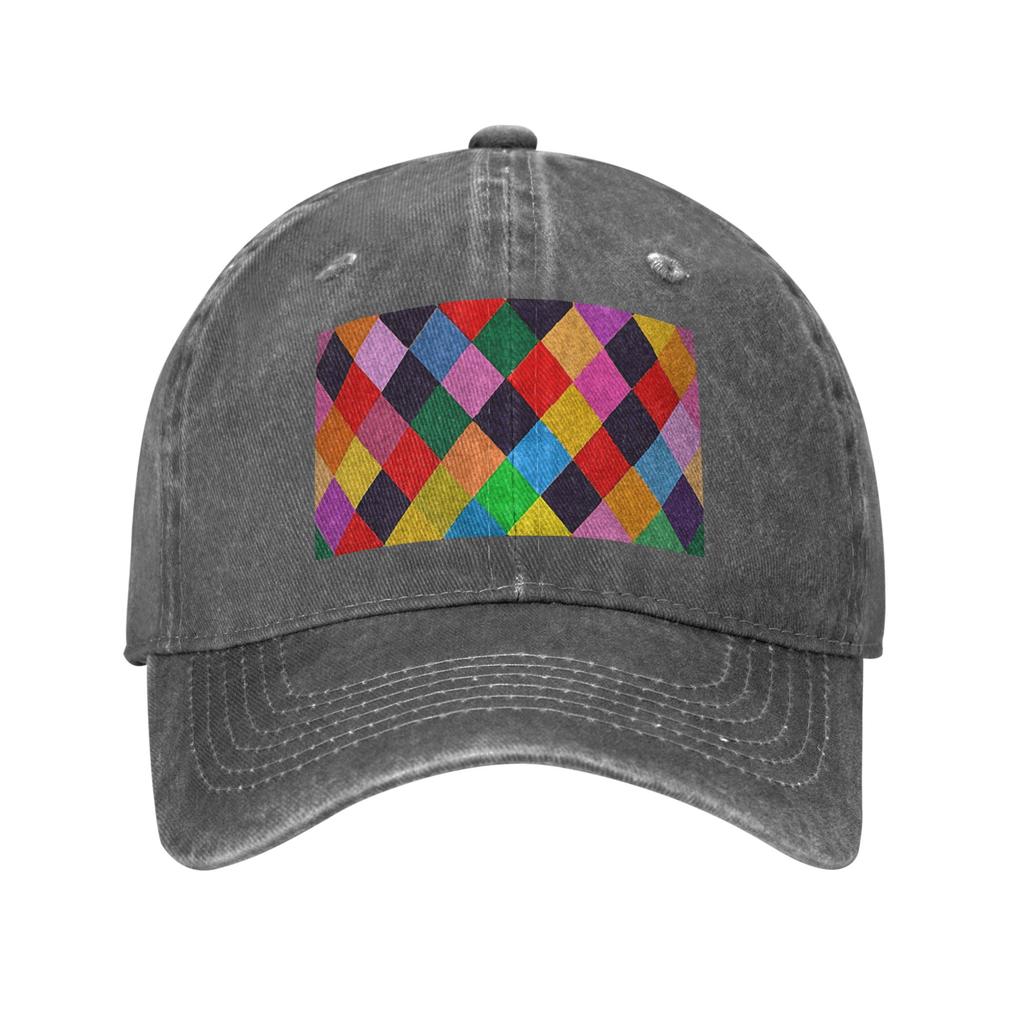 Mardi Gras Harlequin Plaid playing cards Rhombi Denim Cap Casual Baseball Caps Adjustable Hat Summer Unisex Baseball Hats