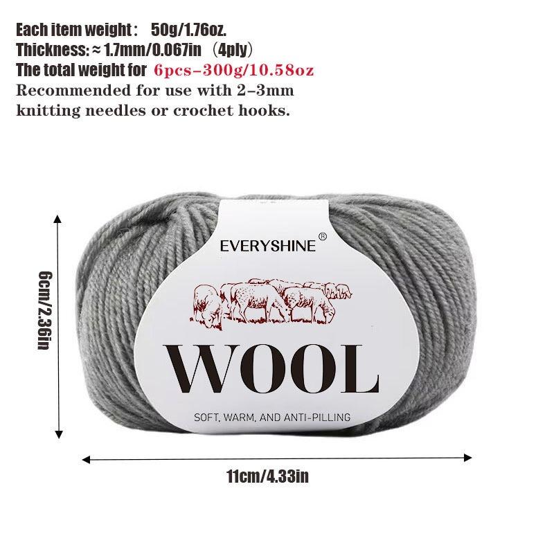 Wollmischgarn (50g/Stück, 120m) Weiches & Warmes Mehrfarbiges Strick- & Häkelgarn für Pullover Mittelfeine Stärke, 2,0-3,0mm Nadeln/Häkelnadeln