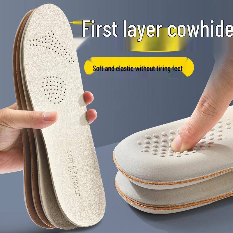 Pravá kůže Tlumící prodyšná pánská vložka do bot: Silná, protiskluzová, proti zápachu, absorbující pot, hovězí kůže s latexem pro sportovní pohodlí.