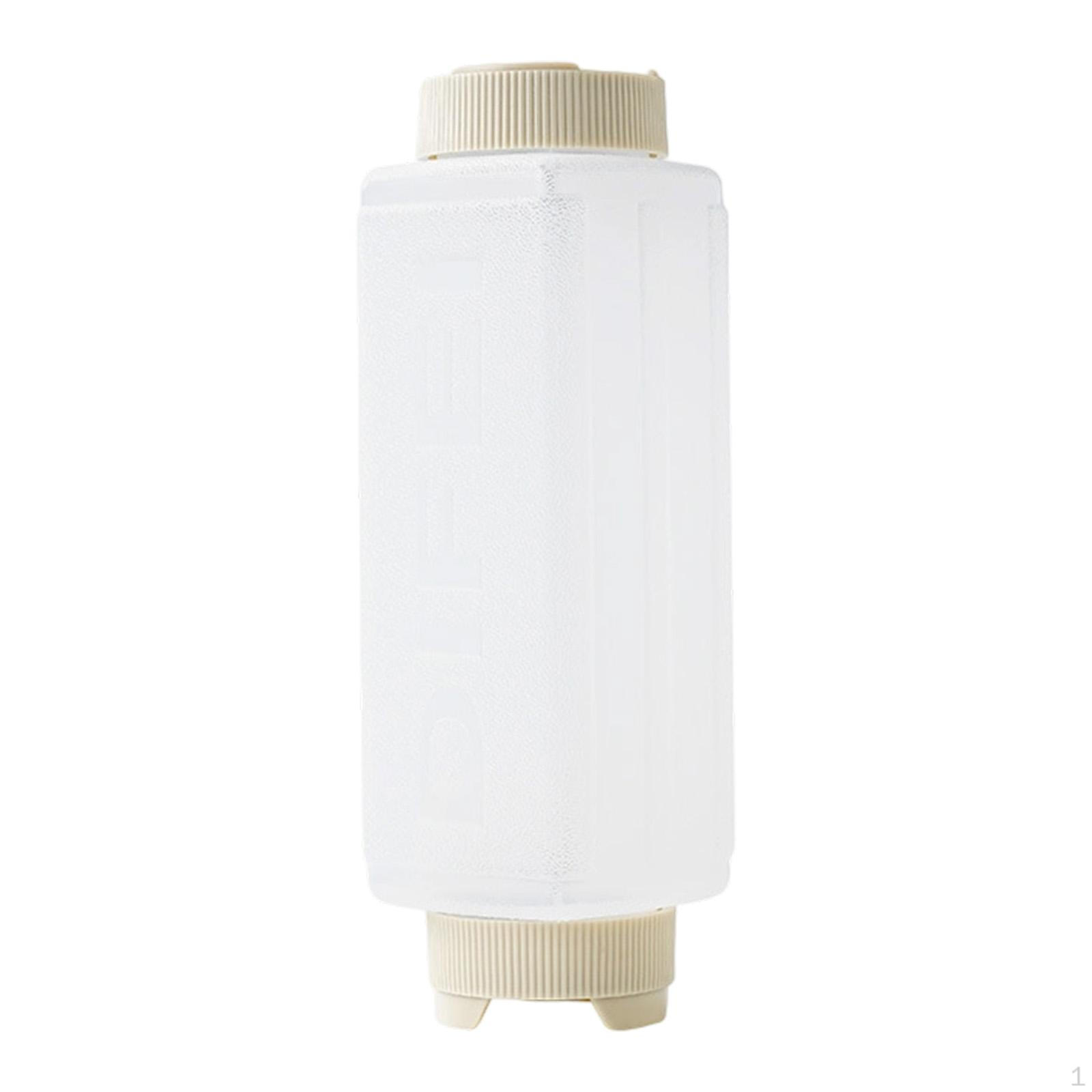 

Bottle Dispenser with Two Nozzles, Visible And Reusable, for Honey, Syrup, Salads Dressings. beige caps